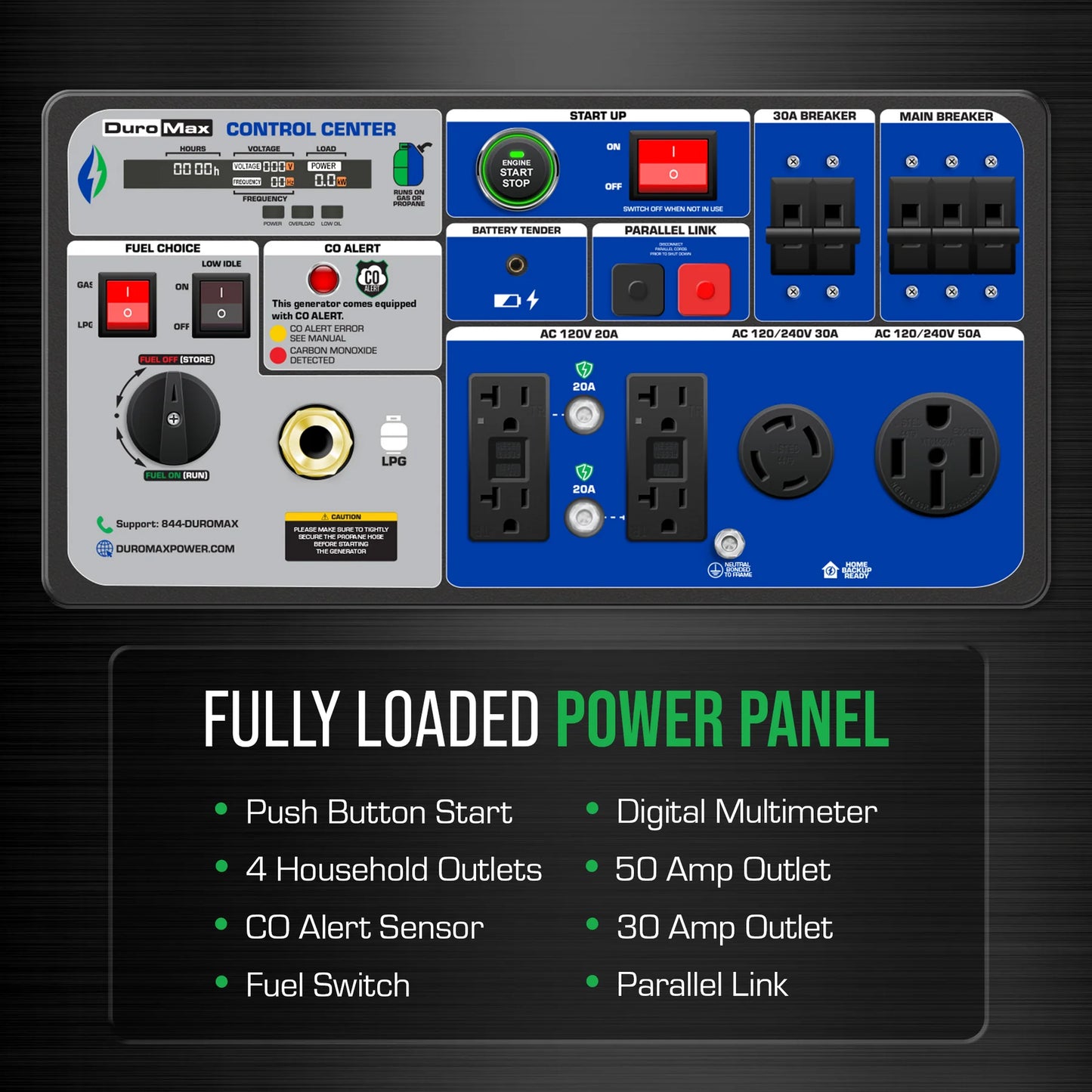 DuroMax XP9500iH Portable Dual Fuel Inverter Generator w/ CO Alert