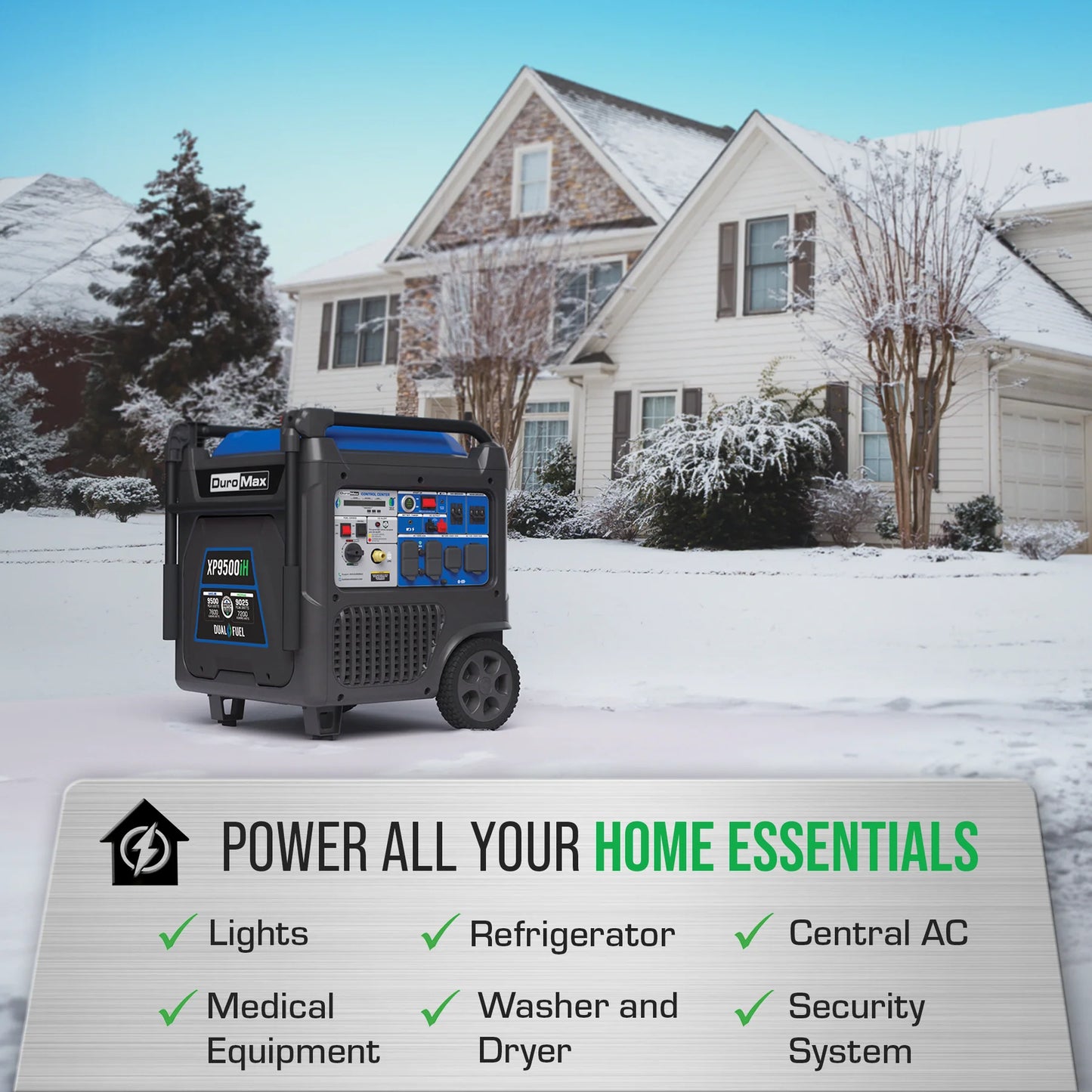 DuroMax XP9500iH Portable Dual Fuel Inverter Generator w/ CO Alert