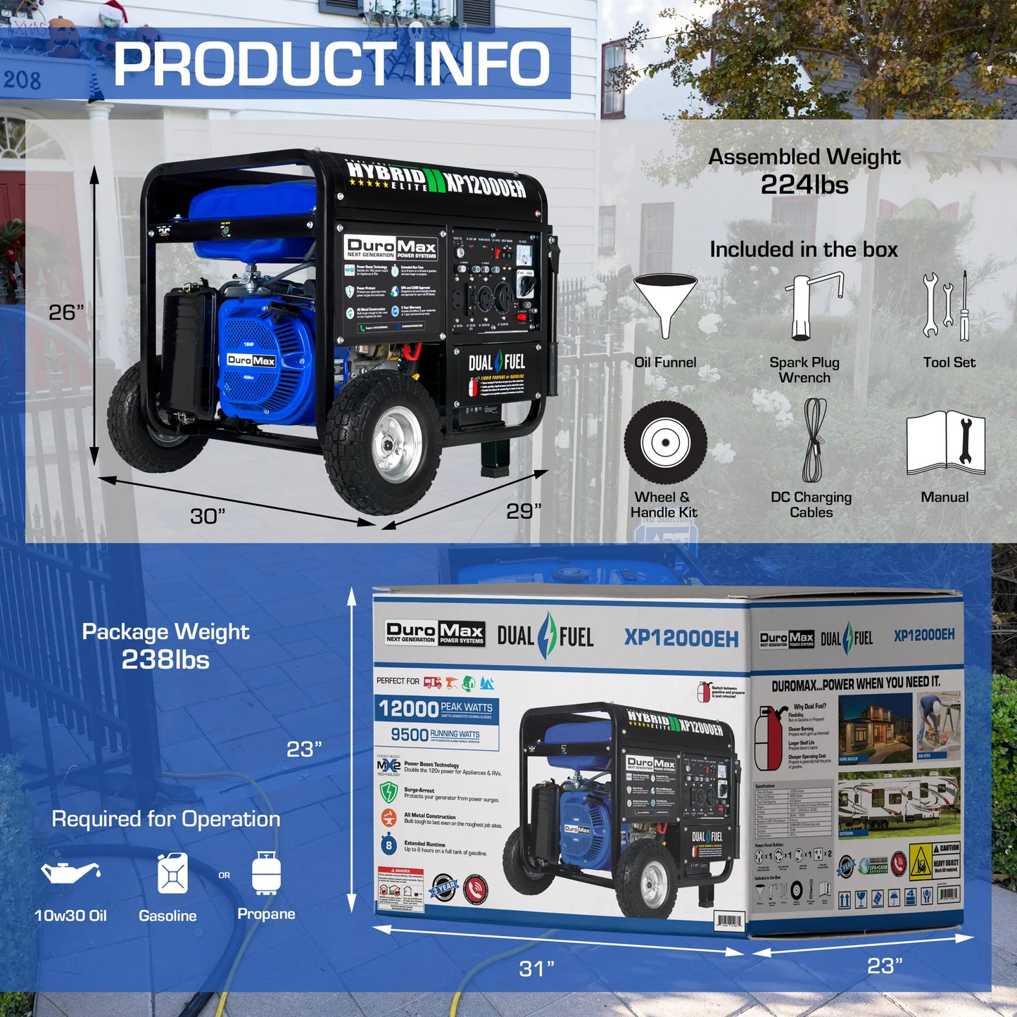DuroMax XP12000EH 12,000 Watt Dual Fuel Portable Generator