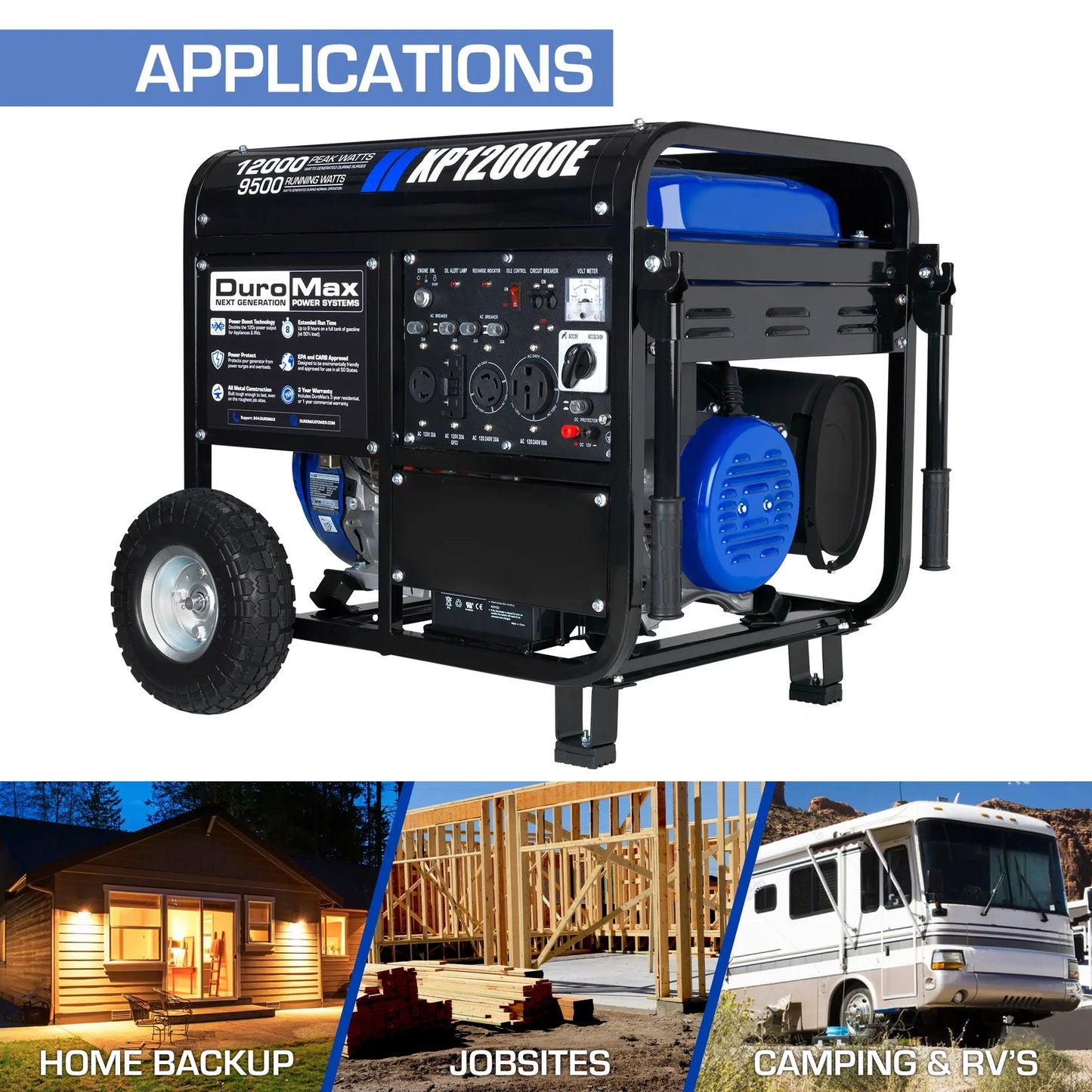 DuroMax XP12000E 12,000 Watt Gasoline Portable Generator