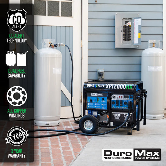 DuroMax XP12000HX 12,000 Watt Dual Fuel Portable HX Generator w/ CO Alert
