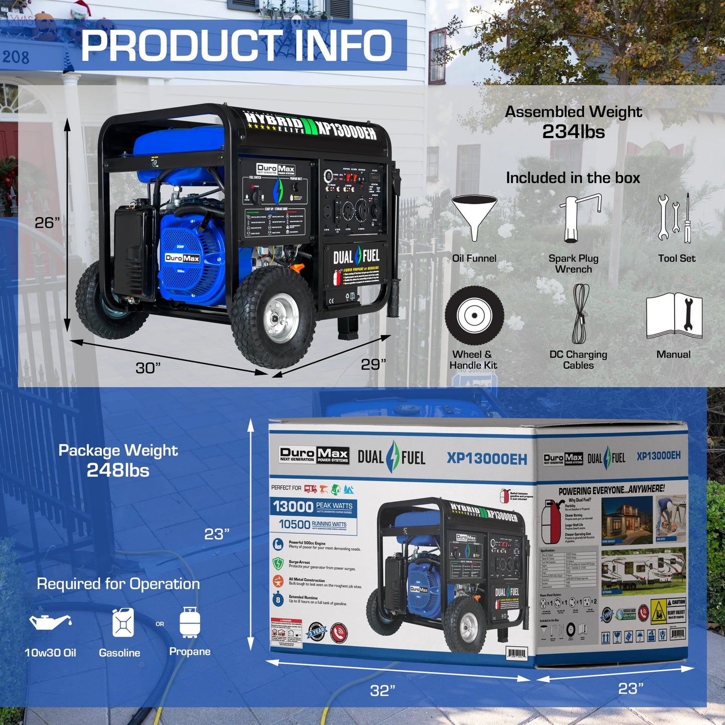DuroMax XP13000EH 13,000 Watt Dual Fuel Portable Generator