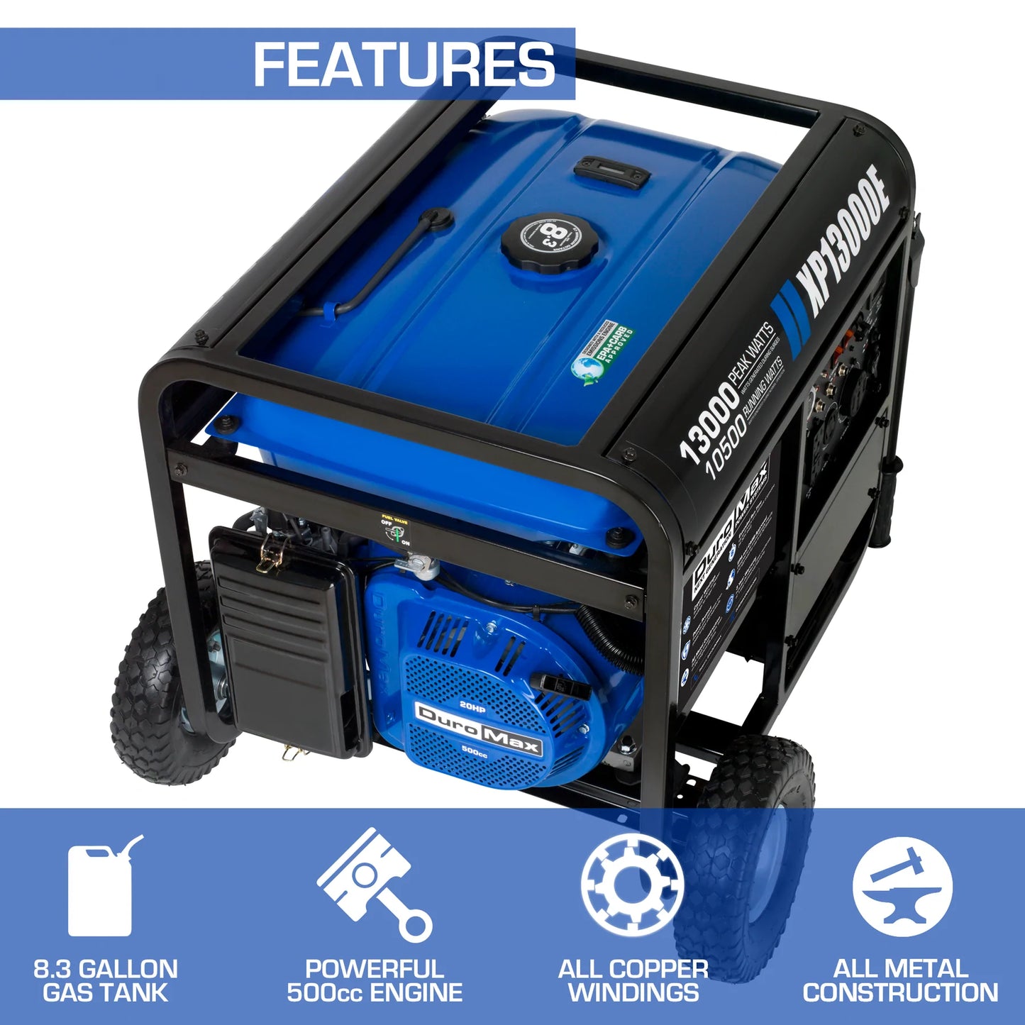 DuroMax XP13000E 13,000 Watt Gasoline Portable Generator