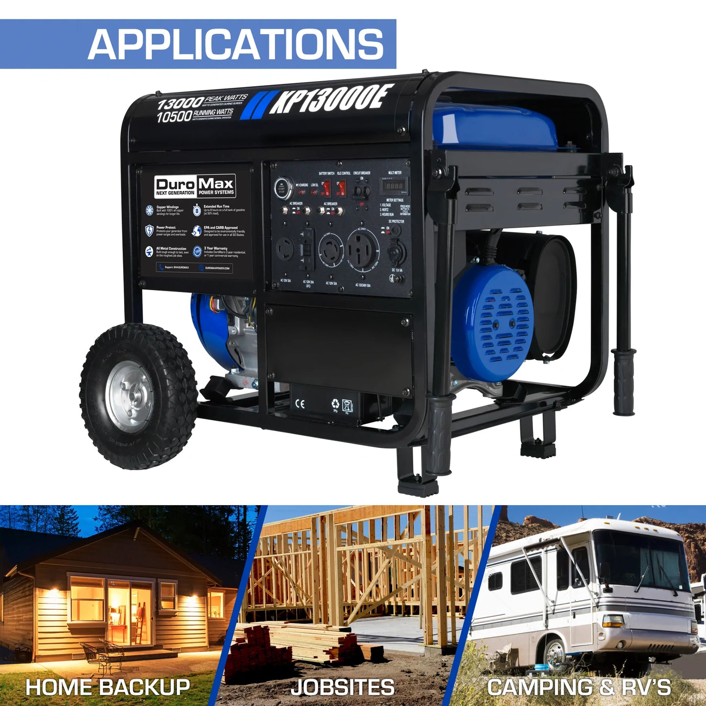 DuroMax XP13000E 13,000 Watt Gasoline Portable Generator