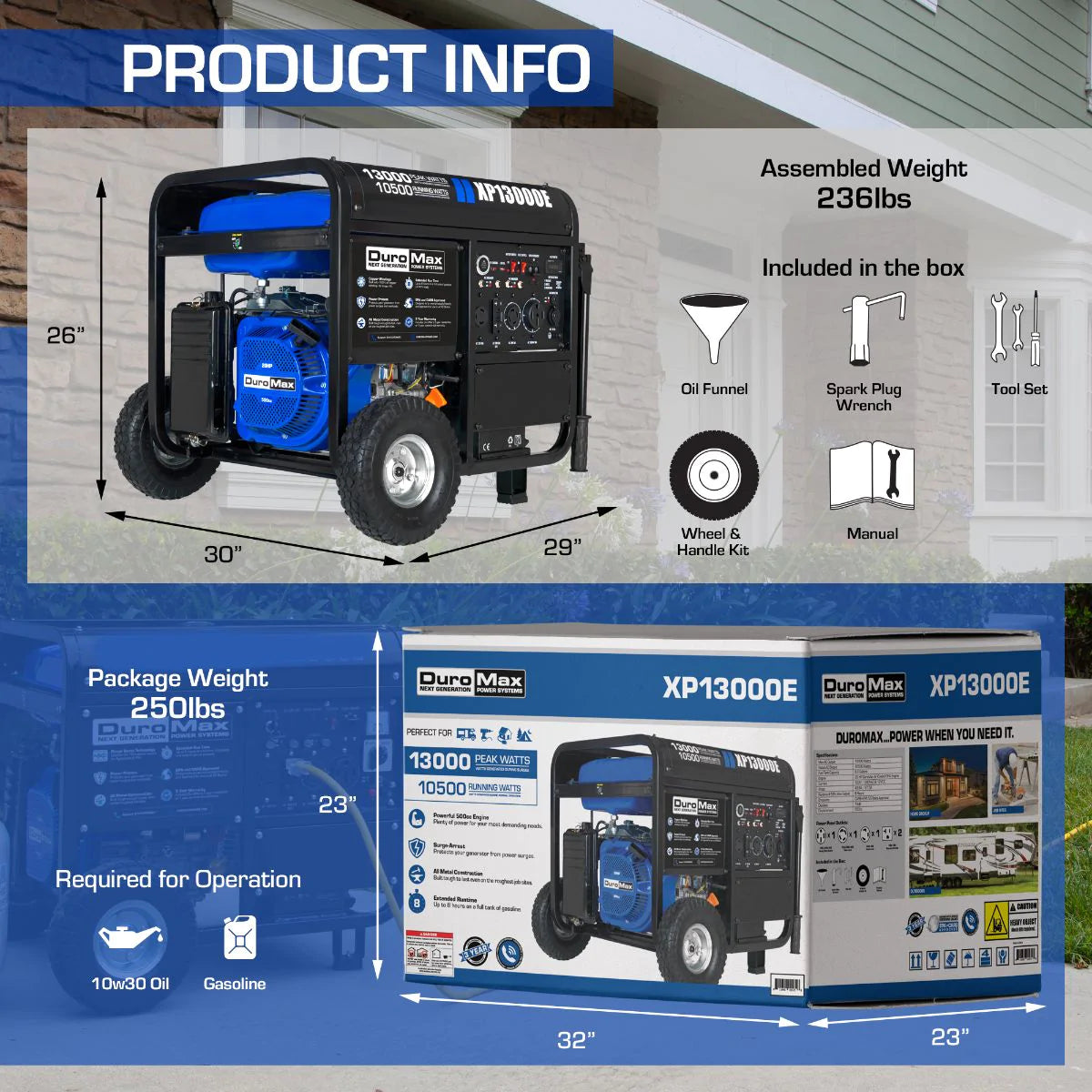 DuroMax XP13000E 13,000 Watt Gasoline Portable Generator