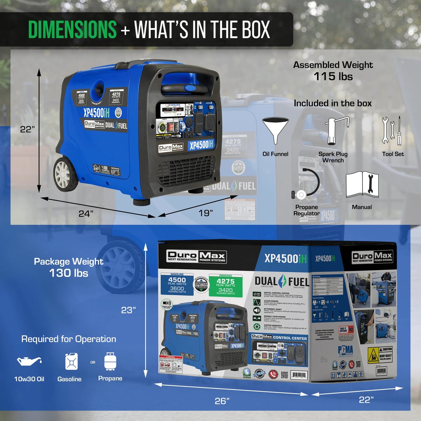 DuroMax XP4500iH 4,500 Watt Dual Fuel Portable Inverter Generator w/ CO Alert