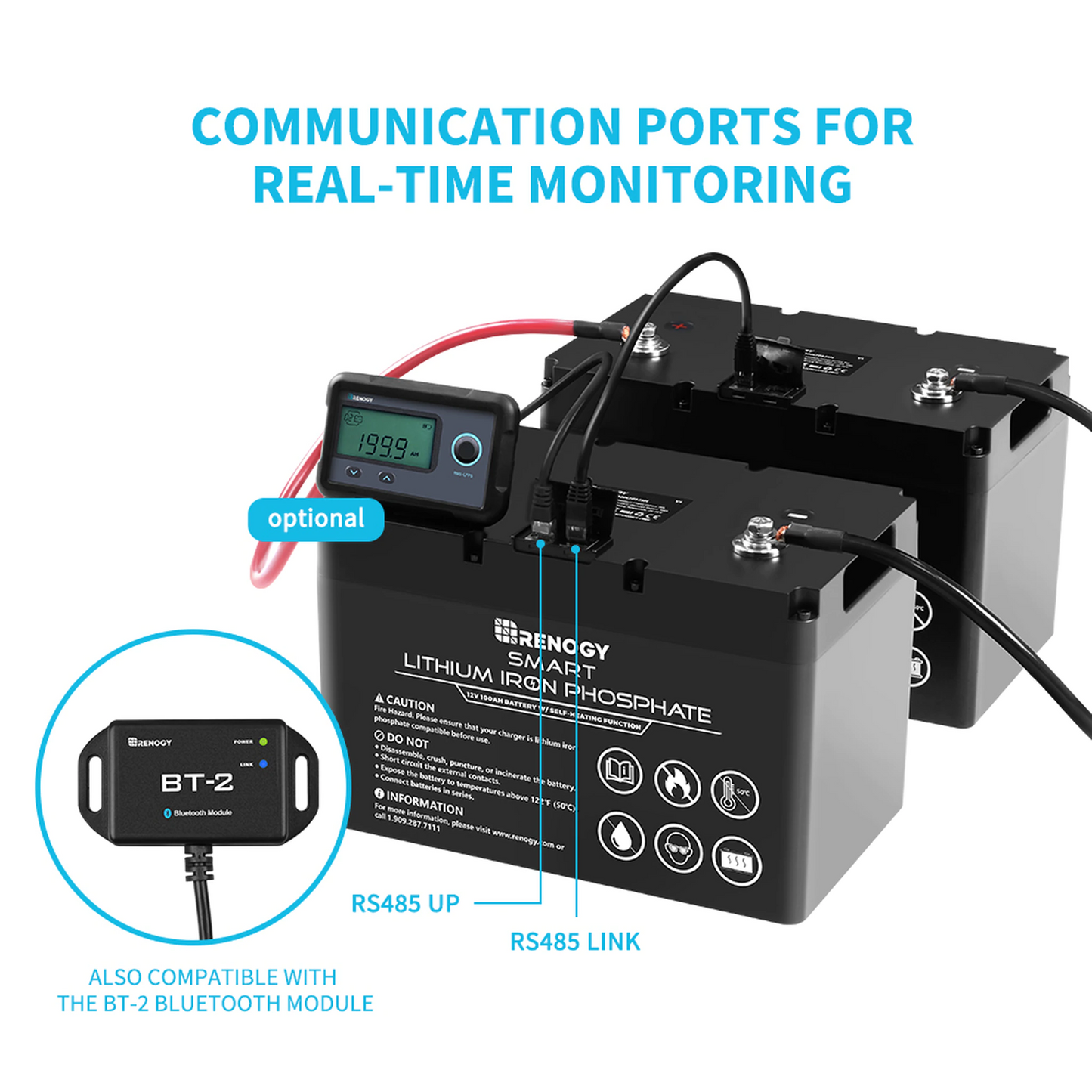 Renogy 12V 100Ah Smart Lithium Iron Phosphate Battery w/ Self-Heating Function