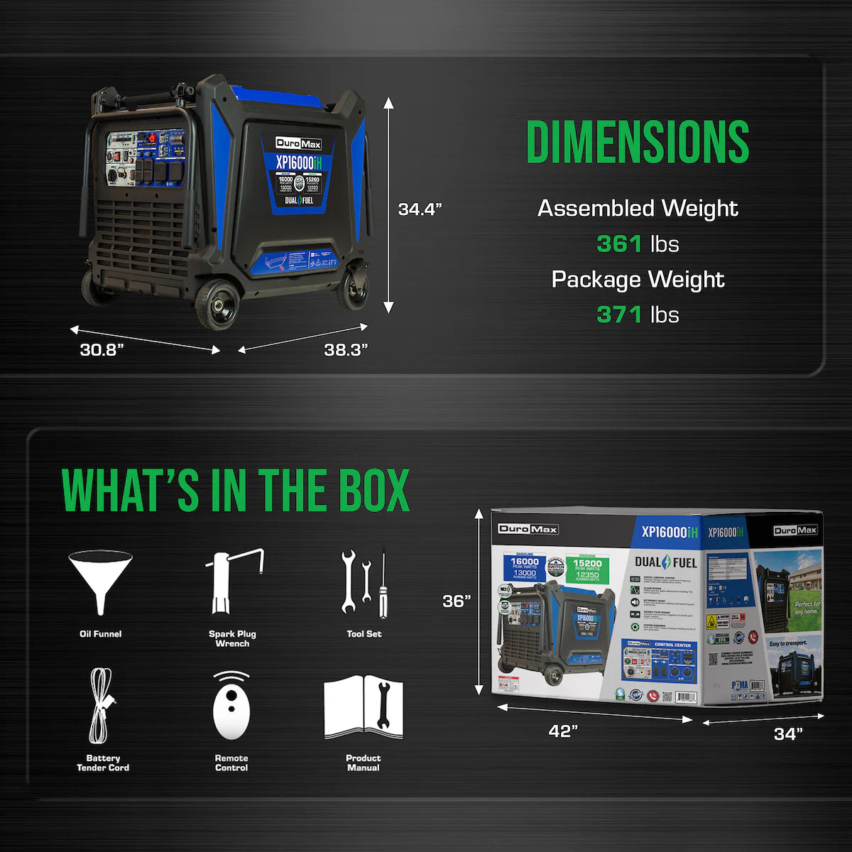 DuroMax XP16000iH Dual Fuel Portable Inverter Generator w/ CO Alert