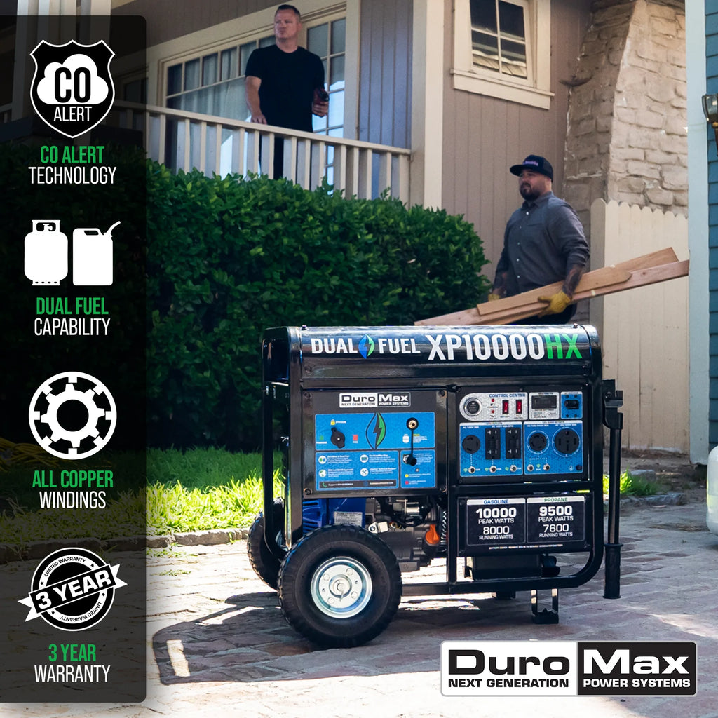 DuroMax XP10000HX 10,000 Watt Dual Fuel Portable HX Generator w/ CO Alert