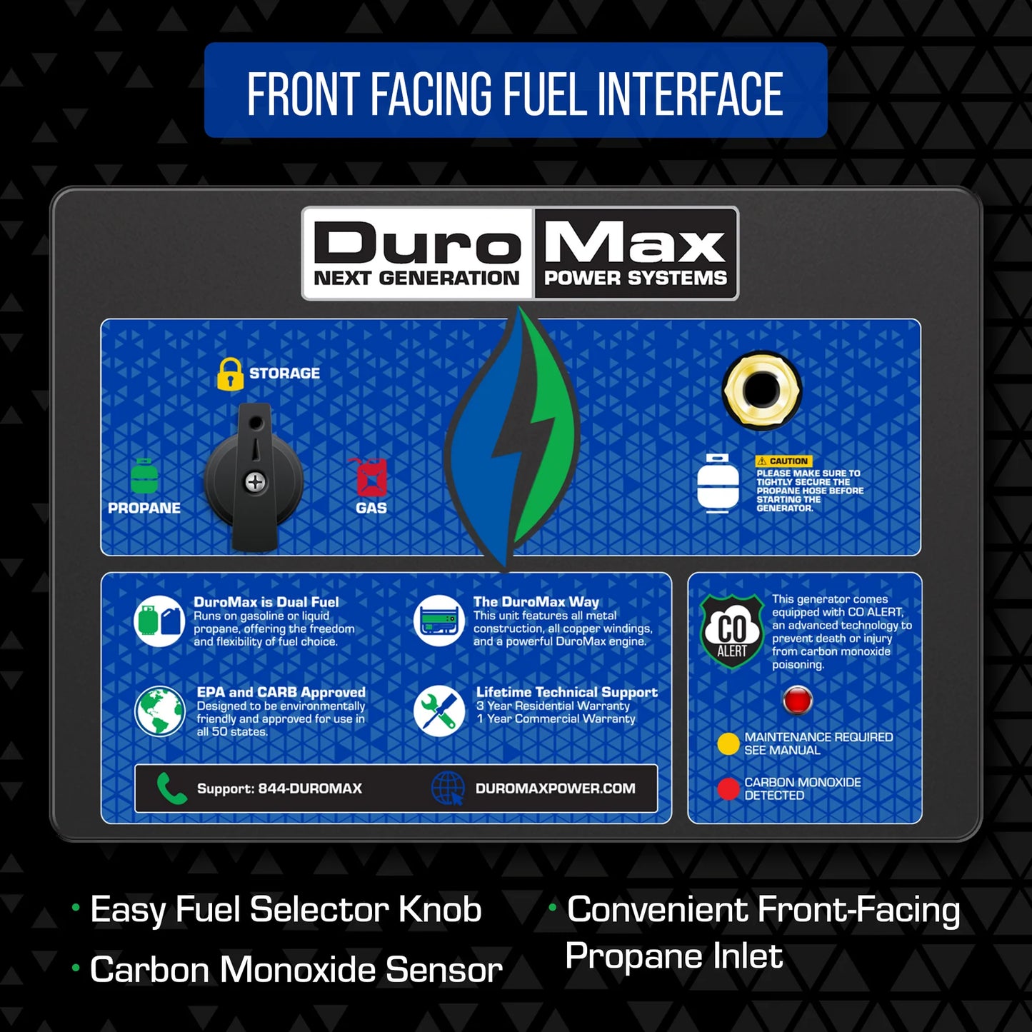 DuroMax XP10000HX 10,000 Watt Dual Fuel Portable HX Generator w/ CO Alert