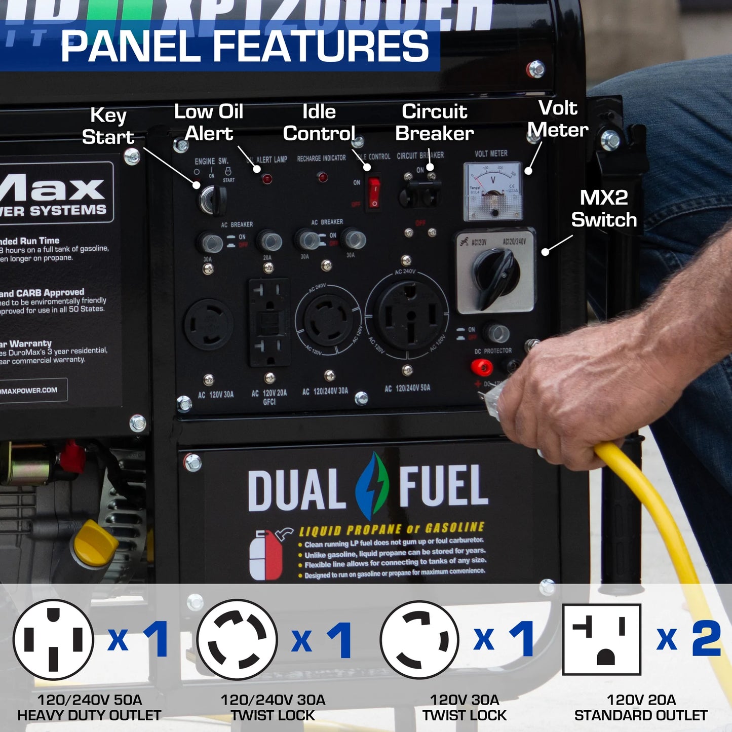 DuroMax XP12000EH 12,000 Watt Dual Fuel Portable Generator