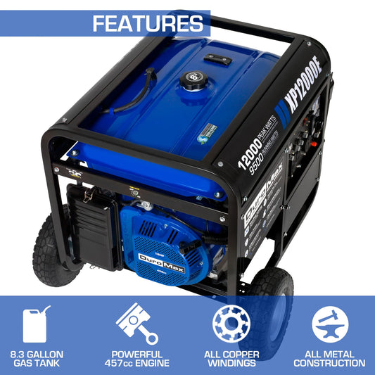 DuroMax XP12000E 12,000 Watt Gasoline Portable Generator