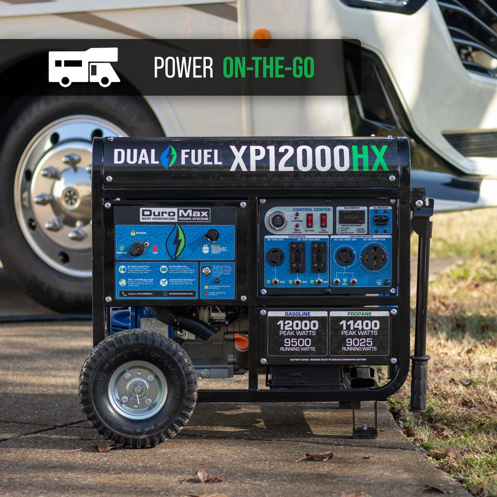 DuroMax XP12000HX 12,000 Watt Dual Fuel Portable HX Generator w/ CO Alert