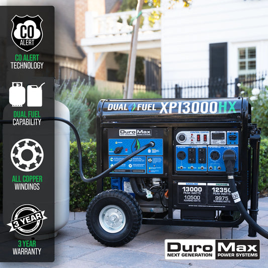 DuroMax XP13000HX 13,000 Watt Dual Fuel Portable HX Generator w/ CO Alert