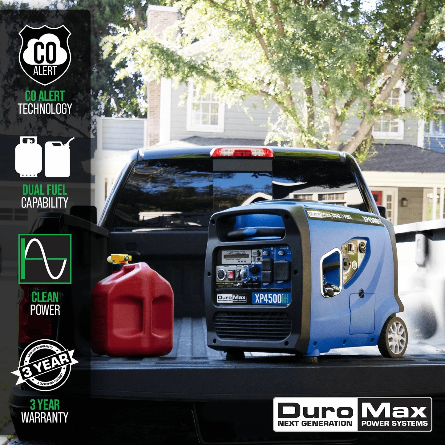 DuroMax XP4500iH 4,500 Watt Dual Fuel Portable Inverter Generator w/ CO Alert