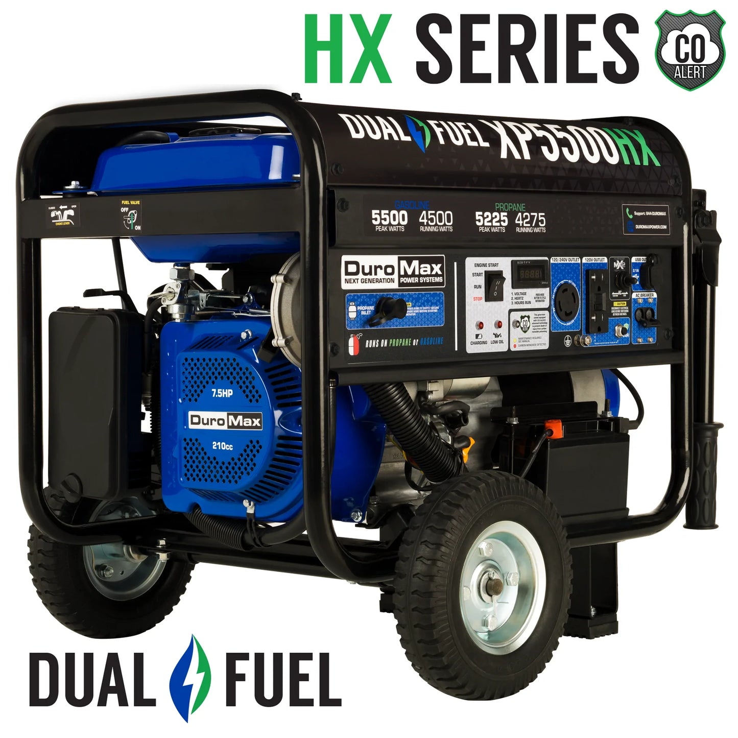 DuroMax XP5500HX 5,500 Watt Dual Fuel Portable HX Generator w/ CO Alert