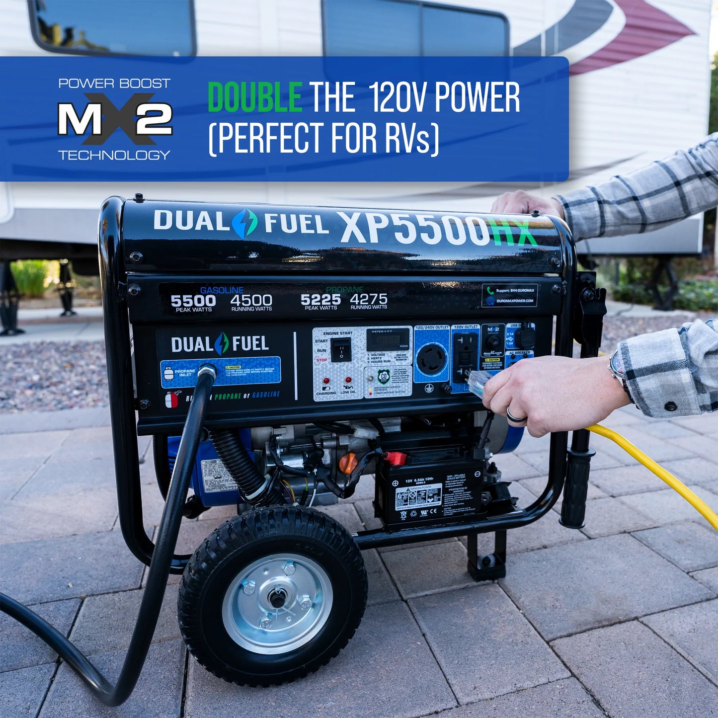 DuroMax XP5500HX 5,500 Watt Dual Fuel Portable HX Generator w/ CO Alert